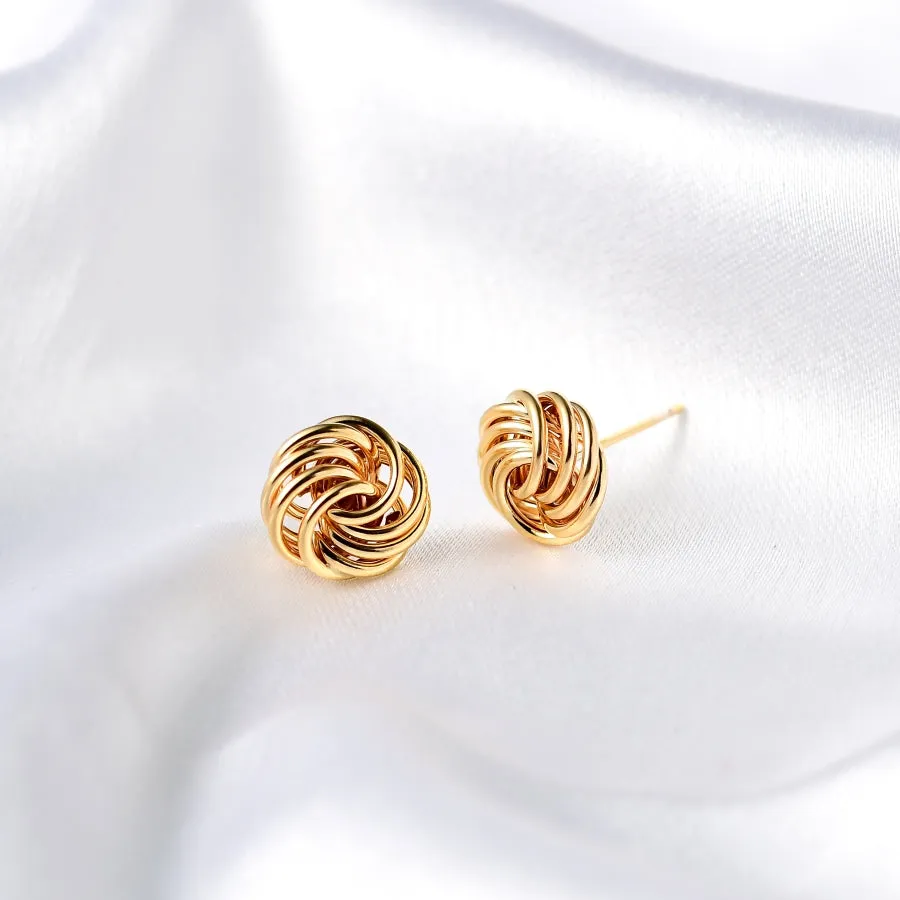 9k Yellow Gold Rose Petals Stud Earrings