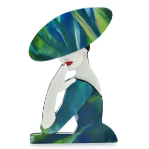 Acrylic Big Hat Lady Brooches For Women
