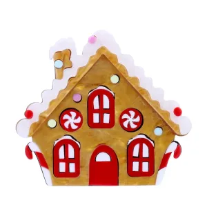 Acrylic Christmas House Brooch Pins Cute Snow Chalet Women New Year Jewelry