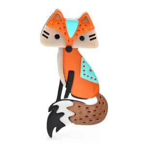 Acrylic Fox Brooches For Women National Style Sitting Fox Animal Causal Party Brooch