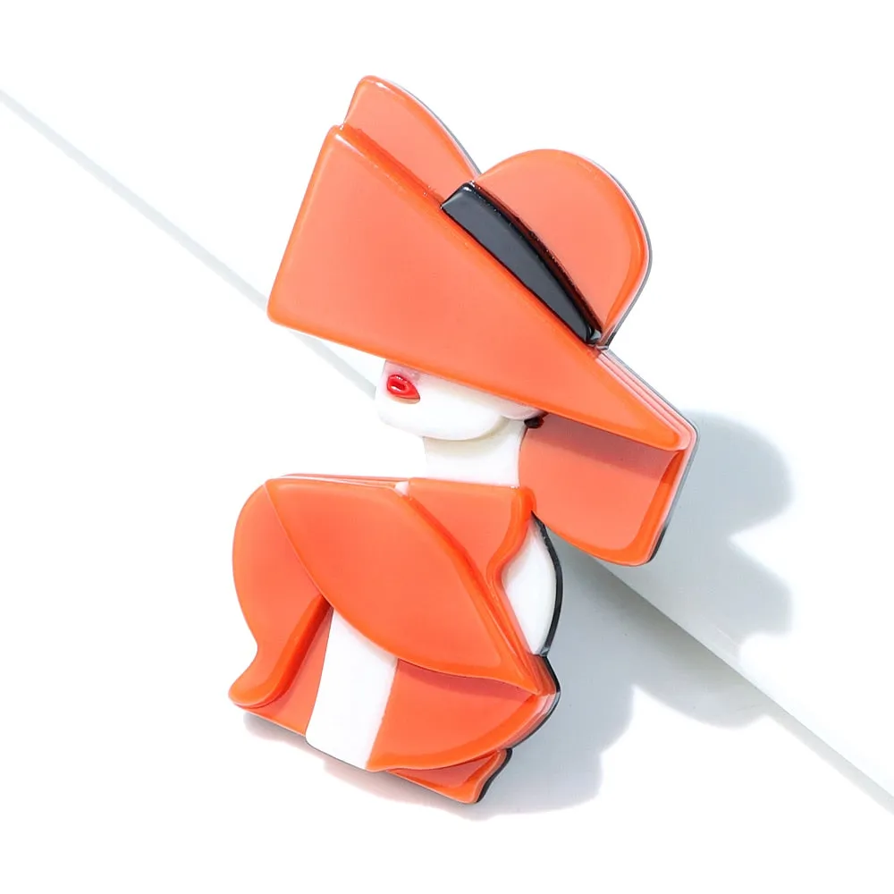 Acrylic Modern Lady Brooches For Women