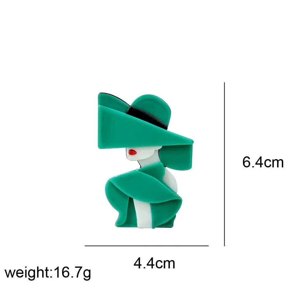 Acrylic Modern Lady Brooches For Women