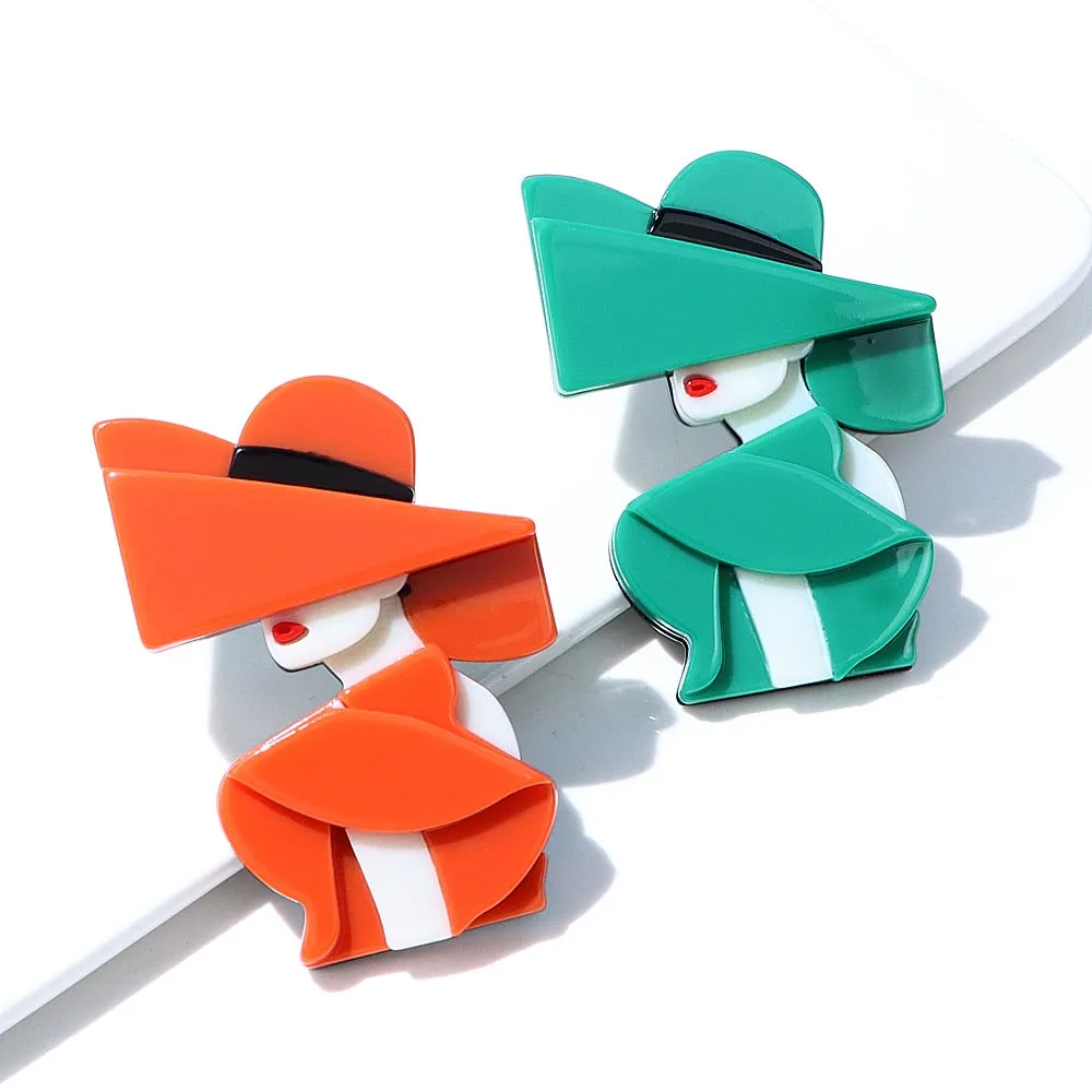 Acrylic Modern Lady Brooches For Women