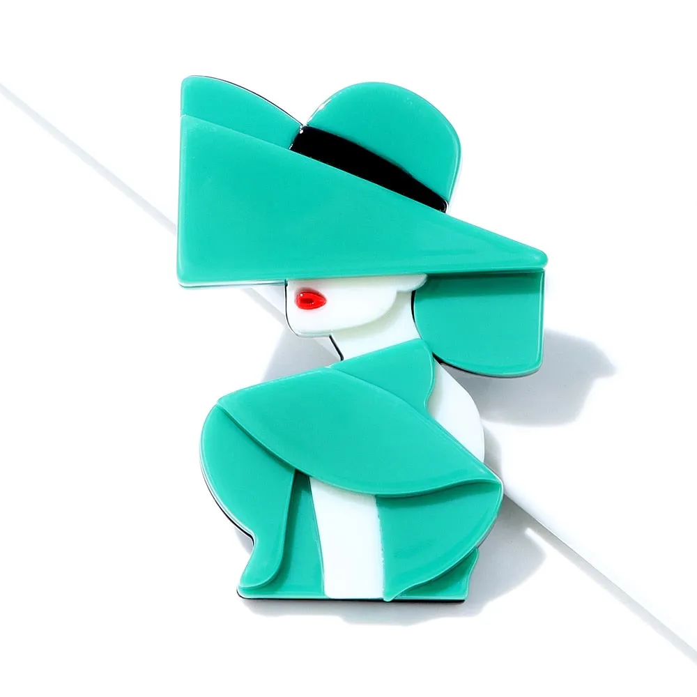 Acrylic Modern Lady Brooches For Women