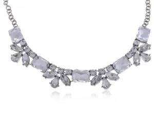 Alilang Silvery Tone Geometric Shape Clear Rhinestone Simple Collar Fashion Necklace
