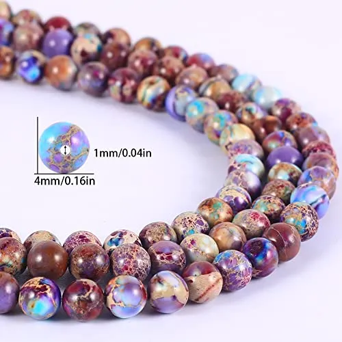 ALZLDYS Bicolor Imperial Jasper Beads 87pcs 4mm Stone Beading Loose Gemstones Hole Size 1mm DIY Smooth Bead for Bracelet Necklace Earrings Jewelry Making