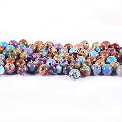 ALZLDYS Bicolor Imperial Jasper Beads 87pcs 4mm Stone Beading Loose Gemstones Hole Size 1mm DIY Smooth Bead for Bracelet Necklace Earrings Jewelry Making
