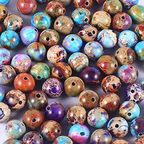 ALZLDYS Bicolor Imperial Jasper Beads 87pcs 4mm Stone Beading Loose Gemstones Hole Size 1mm DIY Smooth Bead for Bracelet Necklace Earrings Jewelry Making