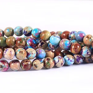 ALZLDYS Bicolor Imperial Jasper Beads 87pcs 4mm Stone Beading Loose Gemstones Hole Size 1mm DIY Smooth Bead for Bracelet Necklace Earrings Jewelry Making