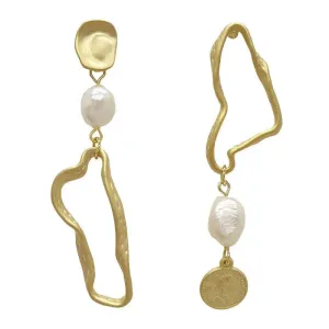 Asymmetrical Baroque Pearl Charm Earrings