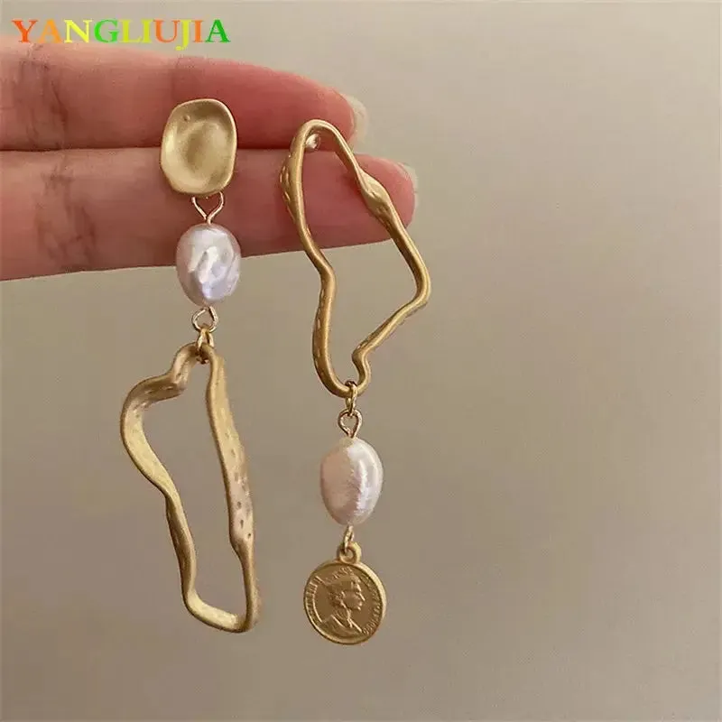 Asymmetrical Baroque Pearl Charm Earrings
