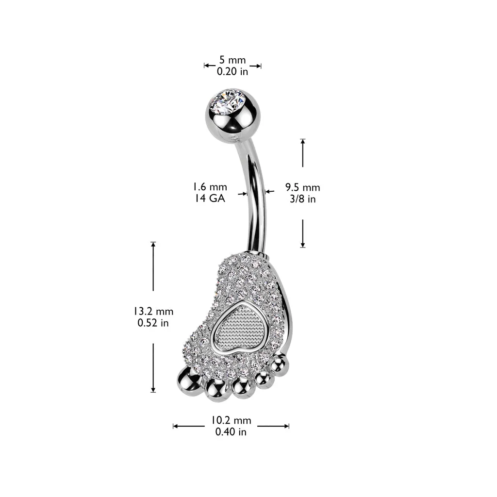Bare Foot Fixed Belly Bar with Gold Plating