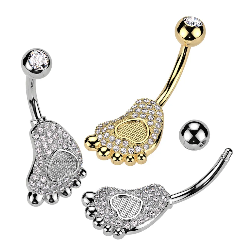 Bare Foot Fixed Belly Bar with Gold Plating