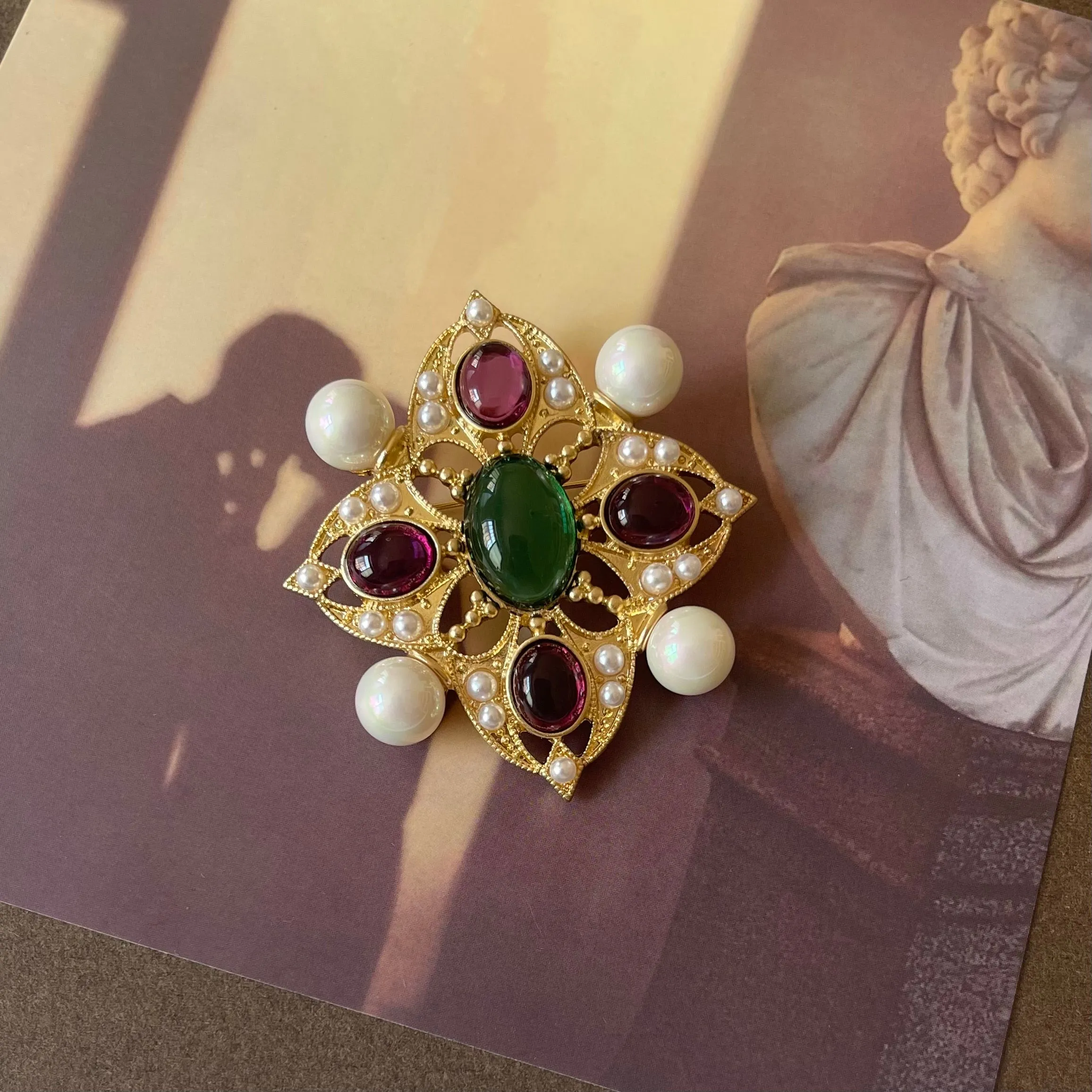 Baroque Women Palace Style Exquisite Rhinestone Cross Brooches