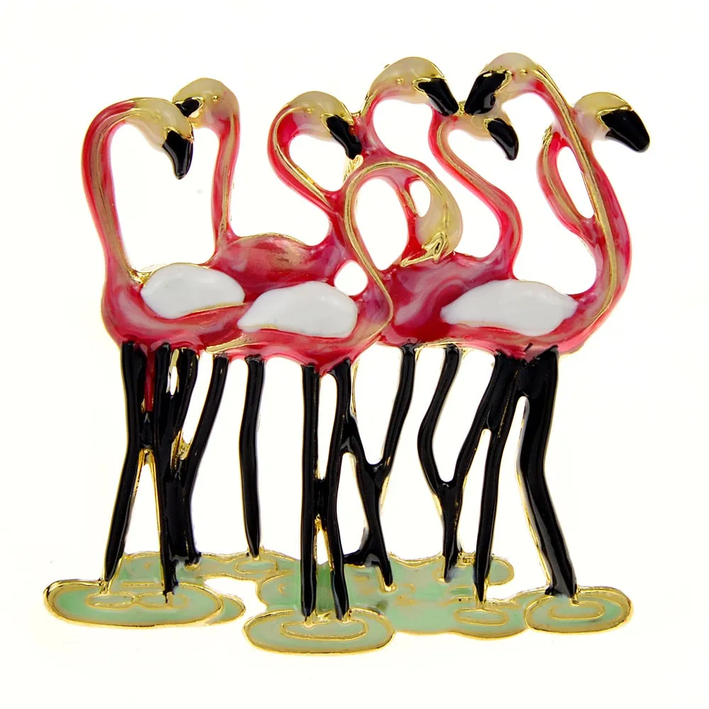 Beautiful Enamel Flamingo Brooches For Women