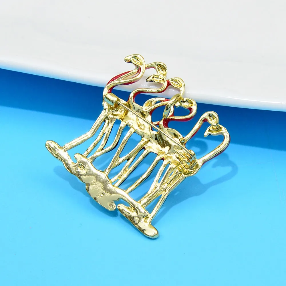 Beautiful Enamel Flamingo Brooches For Women
