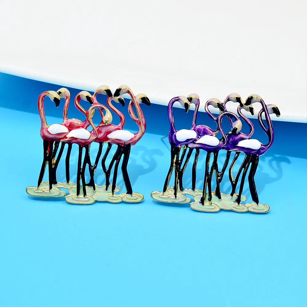 Beautiful Enamel Flamingo Brooches For Women