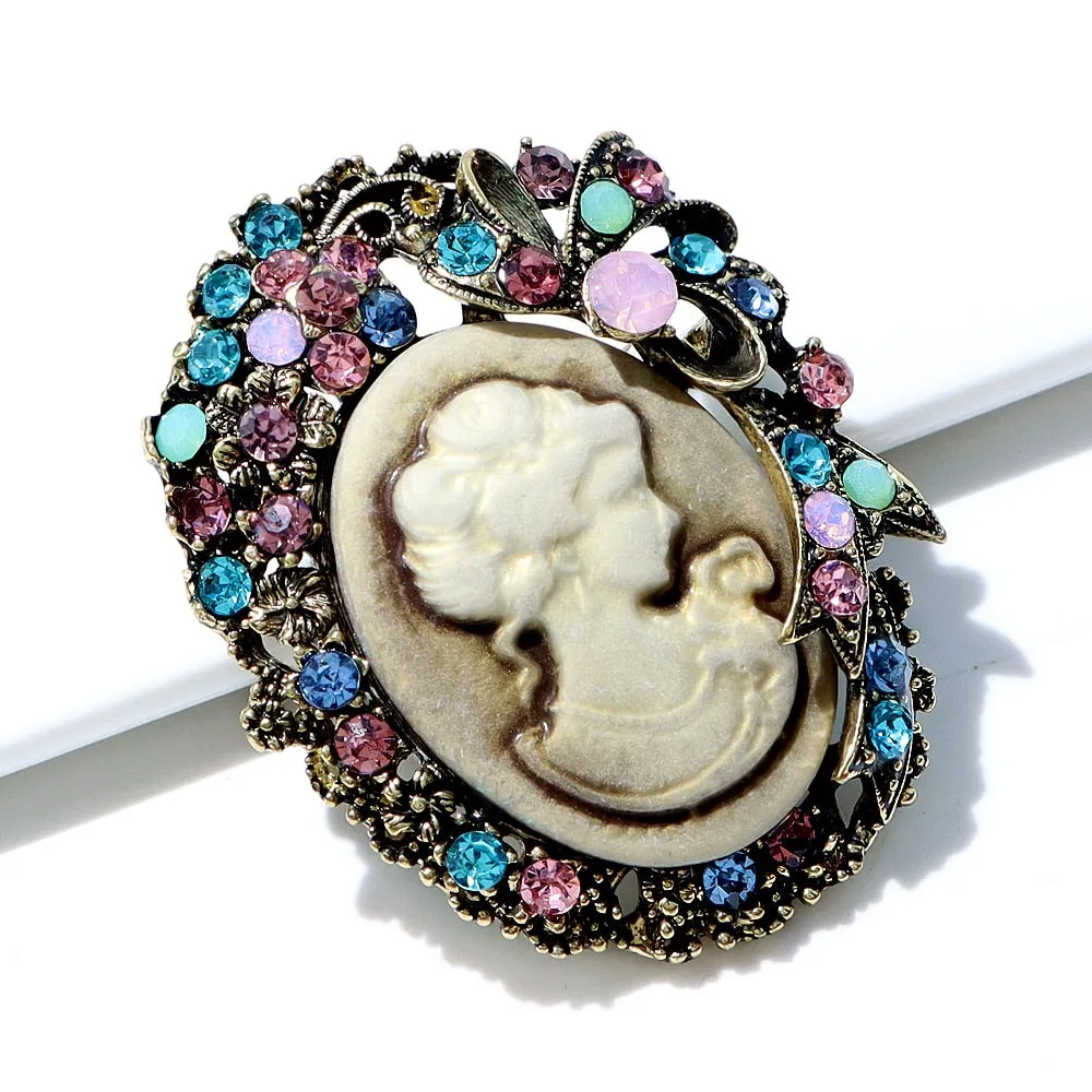 Beauty Head Embossed Brooches For Women