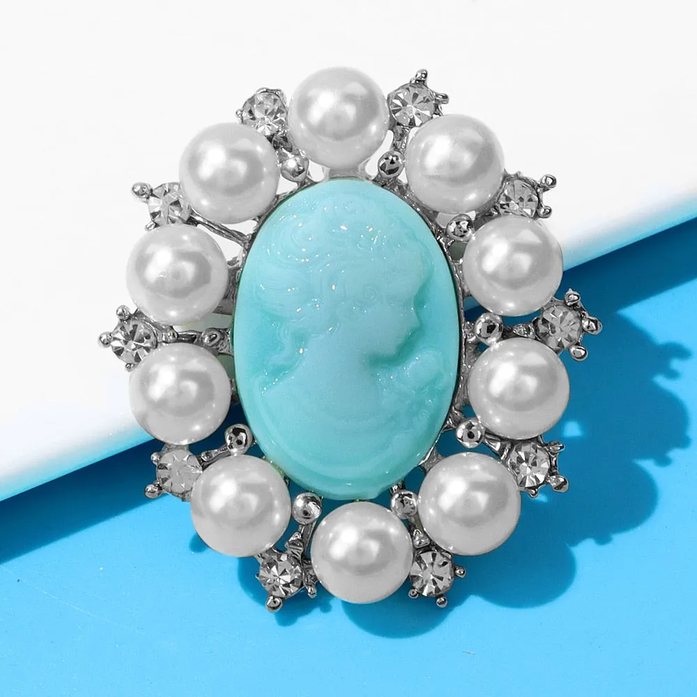 Beauty Head Embossed Brooches For Women