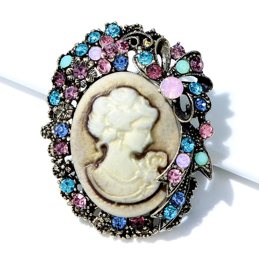 Beauty Head Embossed Brooches For Women