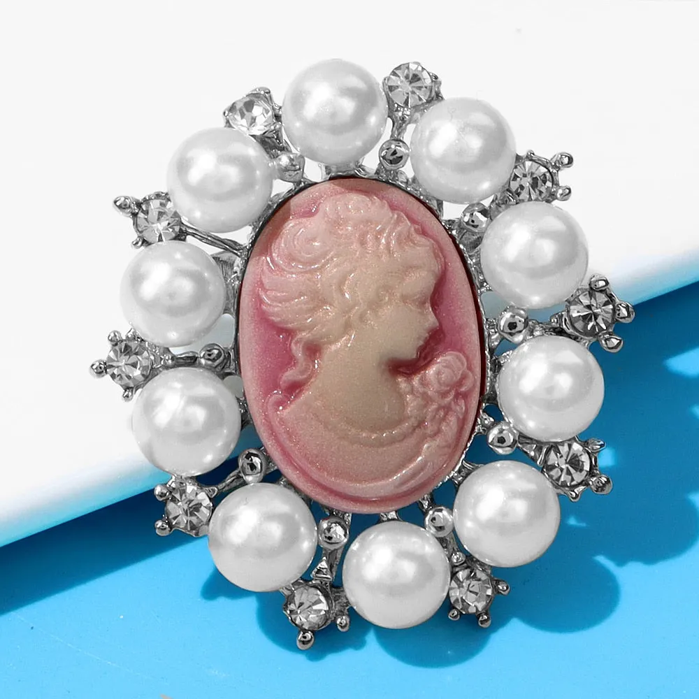 Beauty Head Embossed Brooches For Women