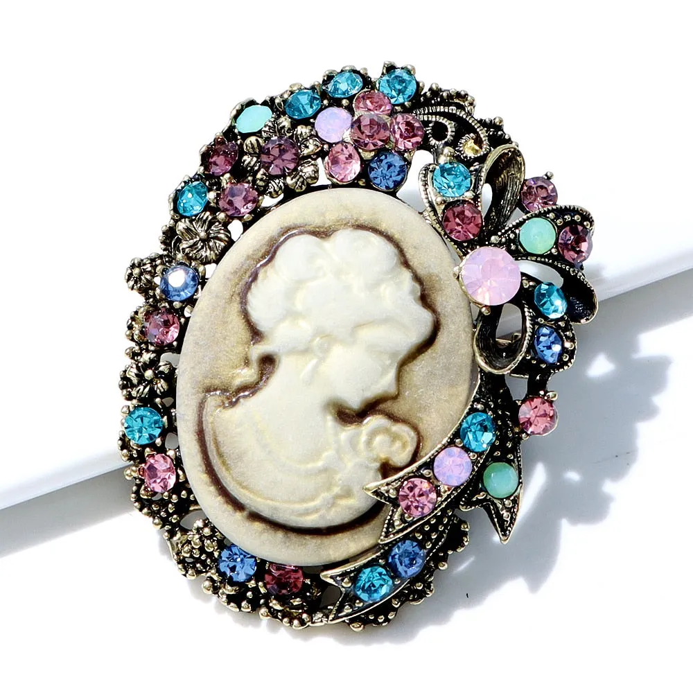 Beauty Head Embossed Brooches For Women