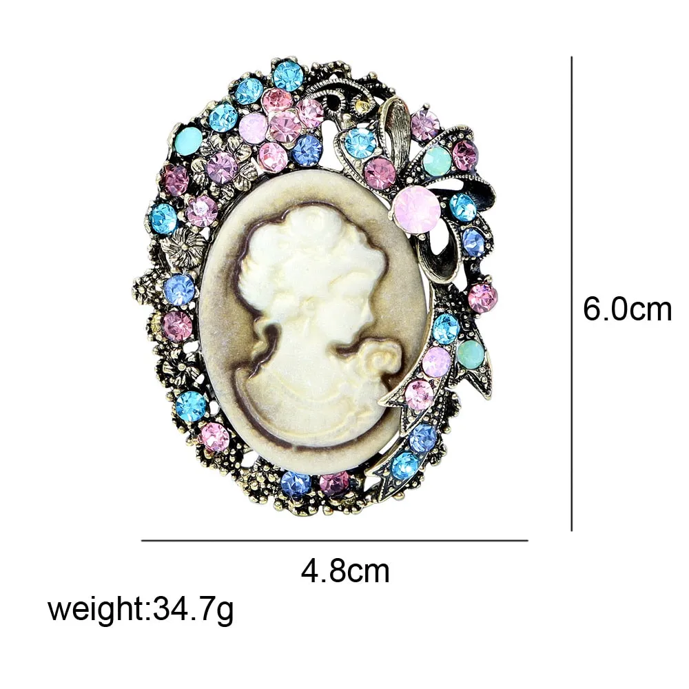 Beauty Head Embossed Brooches For Women