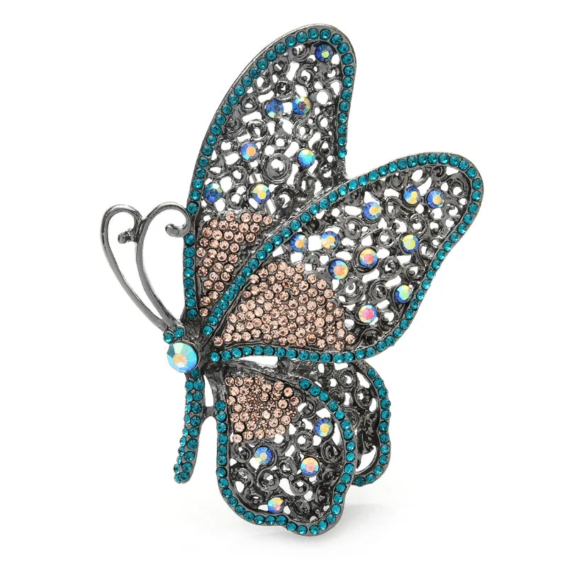 Big Rhinestone Butterfly Brooches Women Unisex 4-color Beauty Insects Casual Office Brooch