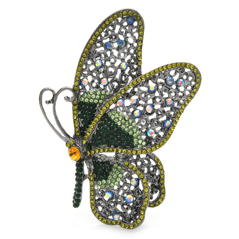 Big Rhinestone Butterfly Brooches Women Unisex 4-color Beauty Insects Casual Office Brooch