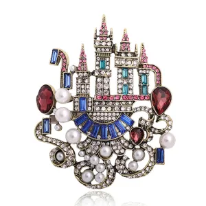 Big Rhinestone Castle Brooches For Women