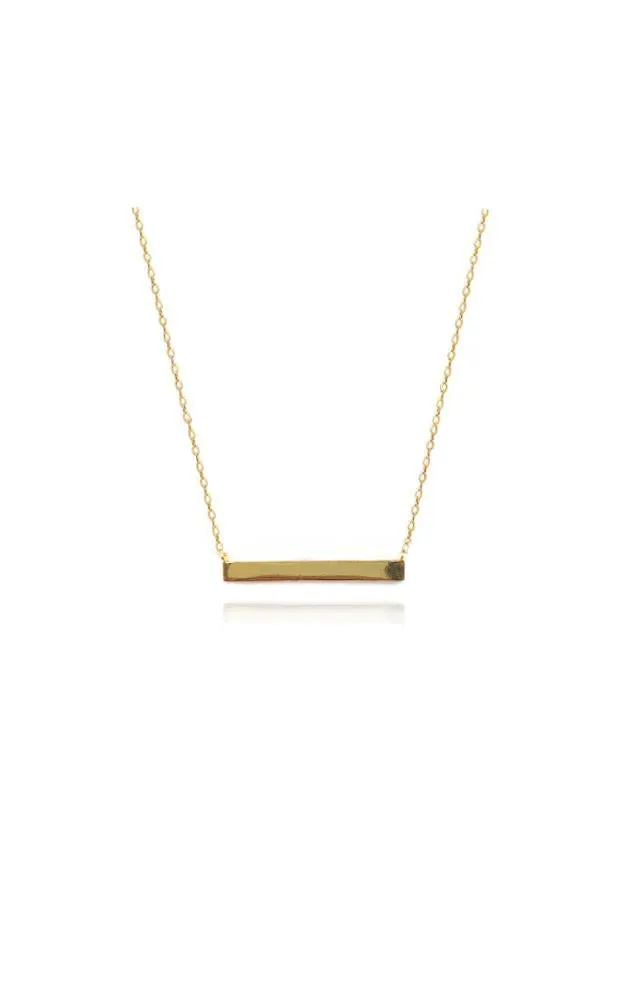 BJNA062GD "Simply You" Gold Bar Pendant Necklace