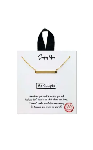 BJNA062GD "Simply You" Gold Bar Pendant Necklace