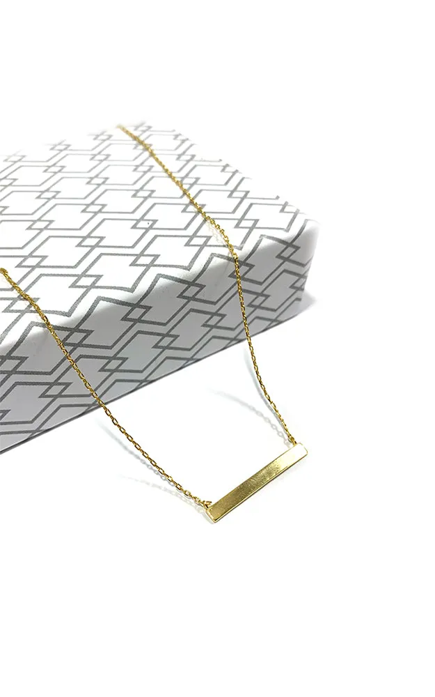 BJNA062GD "Simply You" Gold Bar Pendant Necklace