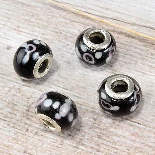 Black Spotted Glass Bead Charm