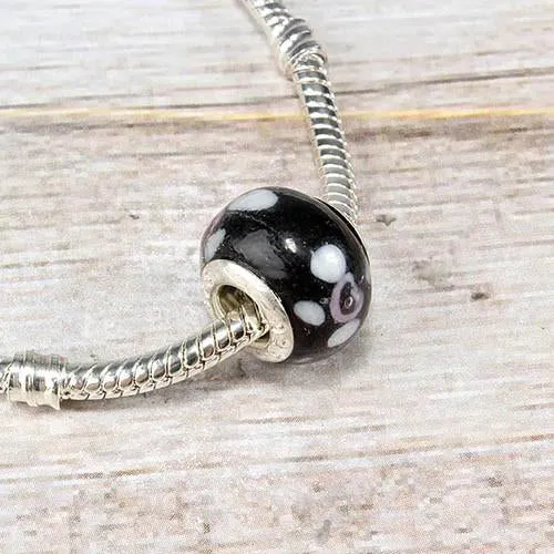 Black Spotted Glass Bead Charm