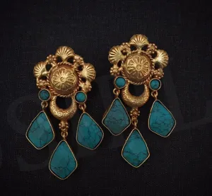 Blue Stone Danglers Earrings