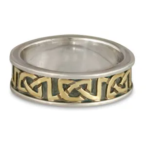 Bordered Heart Wedding Ring in Gold over Silver