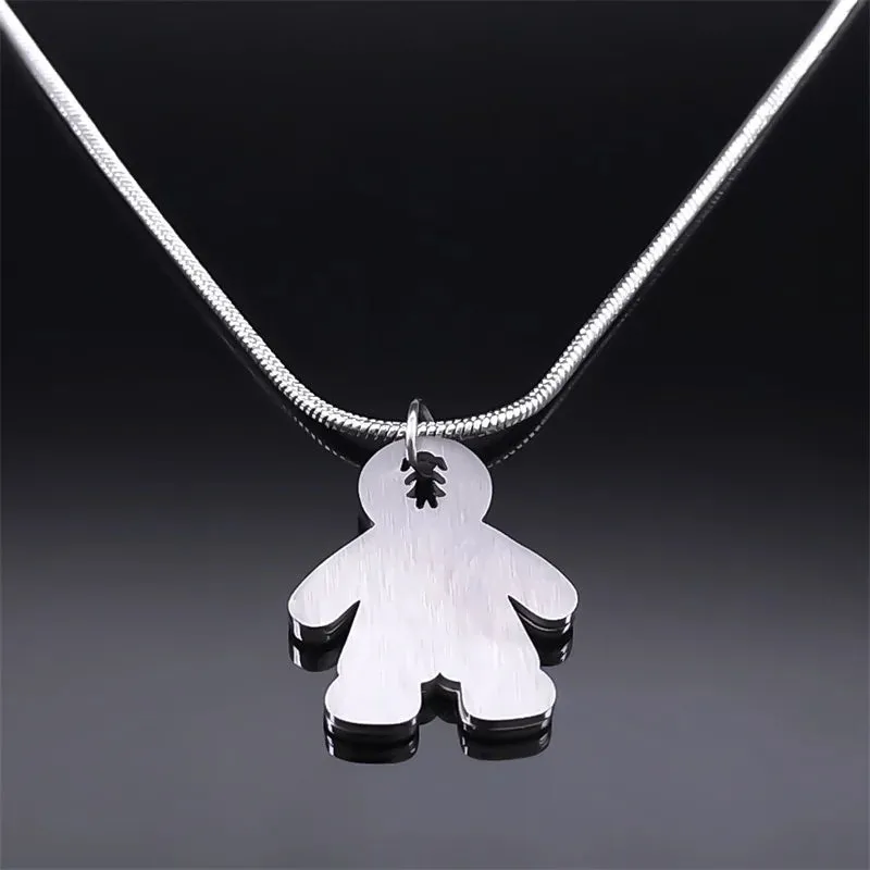 Boy and Girl Colorful Crystal Pendant Necklace for Women Girl