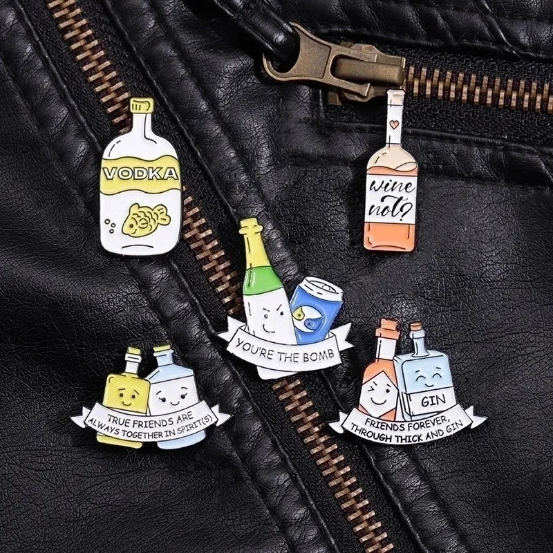 Cartoon Style Cowboy Style Bottle Wine Bottle Alloy Stamping Stoving Varnish Plating Unisex Brooches