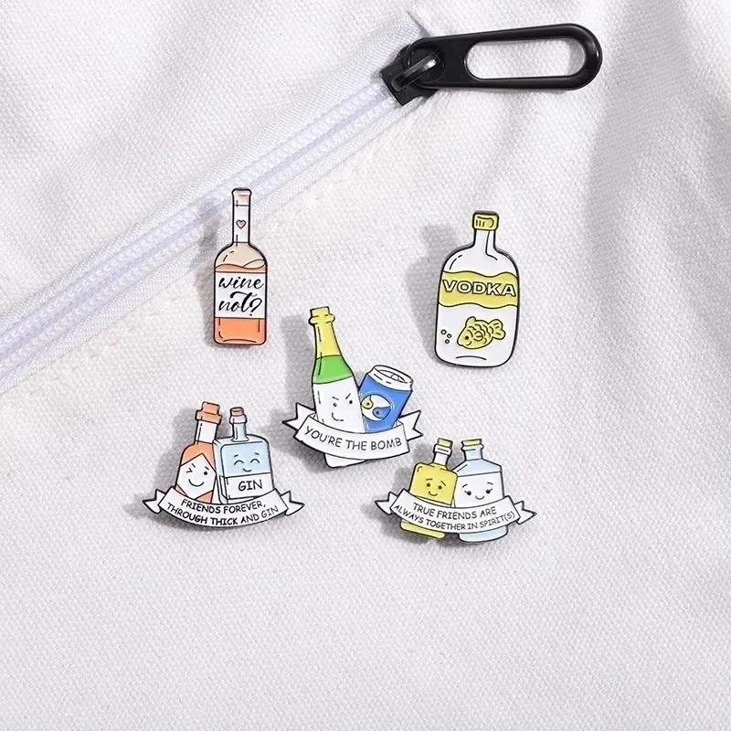 Cartoon Style Cowboy Style Bottle Wine Bottle Alloy Stamping Stoving Varnish Plating Unisex Brooches