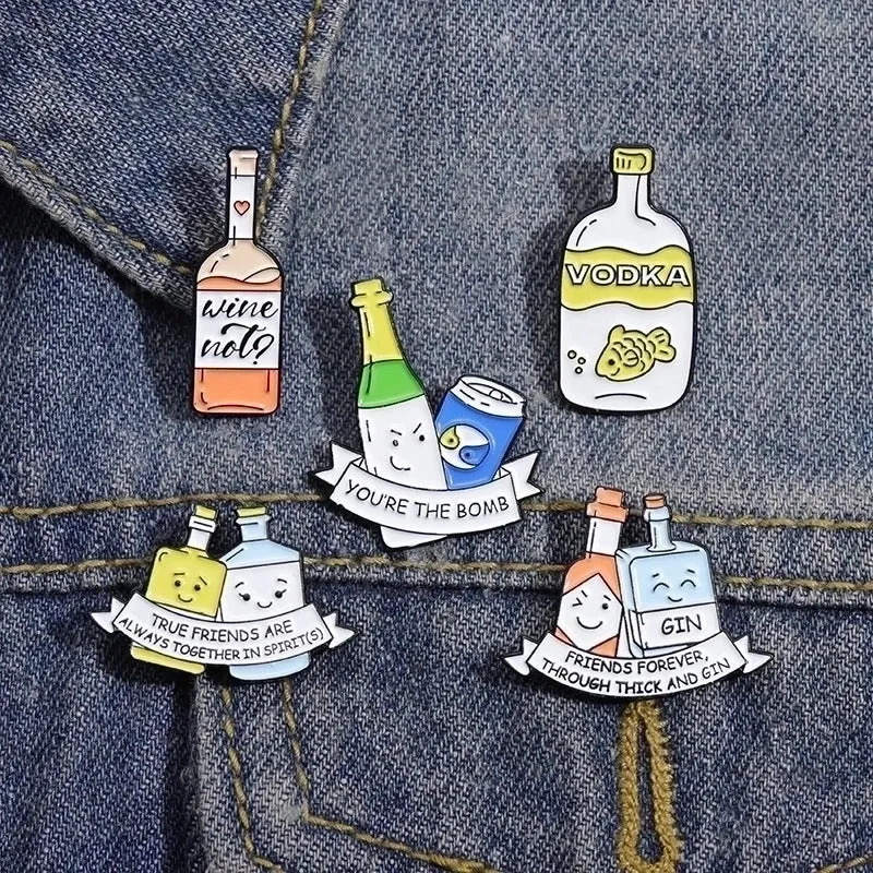 Cartoon Style Cowboy Style Bottle Wine Bottle Alloy Stamping Stoving Varnish Plating Unisex Brooches