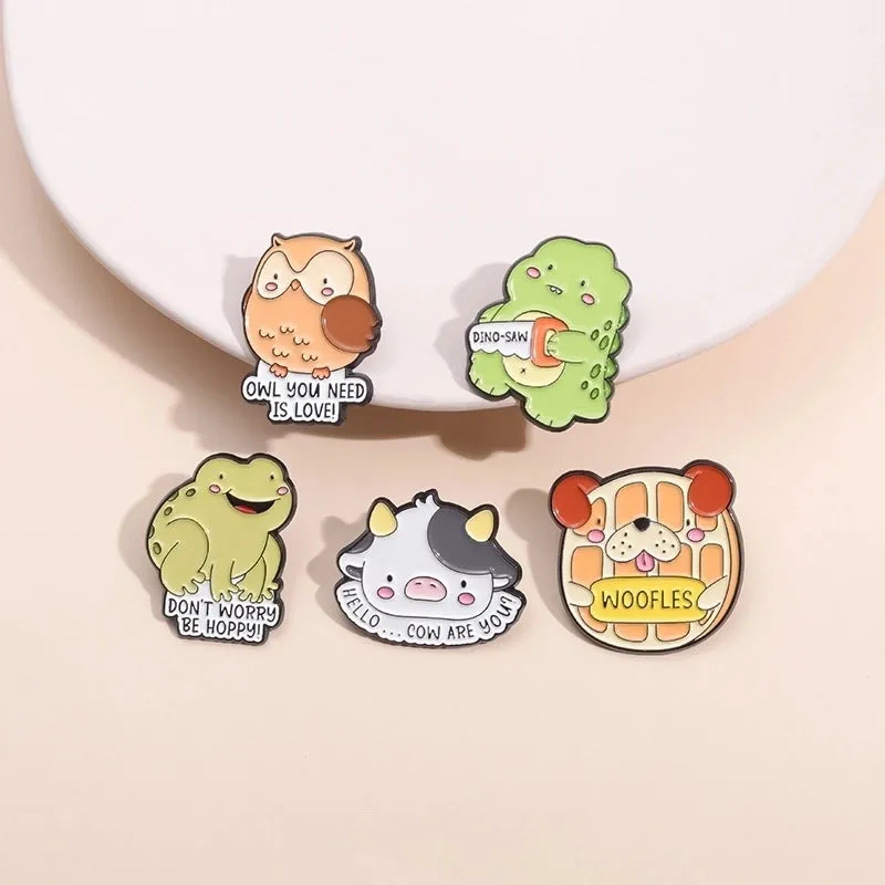 Cartoon Style Cute Cowboy Style Animal Letter Dinosaur Alloy Stamping Stoving Varnish Plating Unisex Badge Brooches Collar Pin