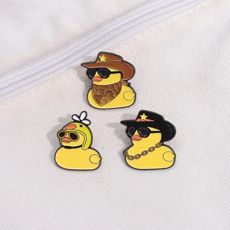 Cartoon Style Cute Cowboy Style Duck Alloy Stamping Stoving Varnish Plating Unisex Brooches