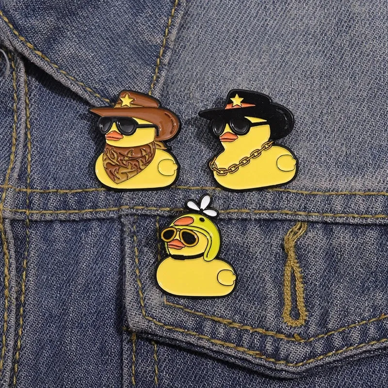 Cartoon Style Cute Cowboy Style Duck Alloy Stamping Stoving Varnish Plating Unisex Brooches