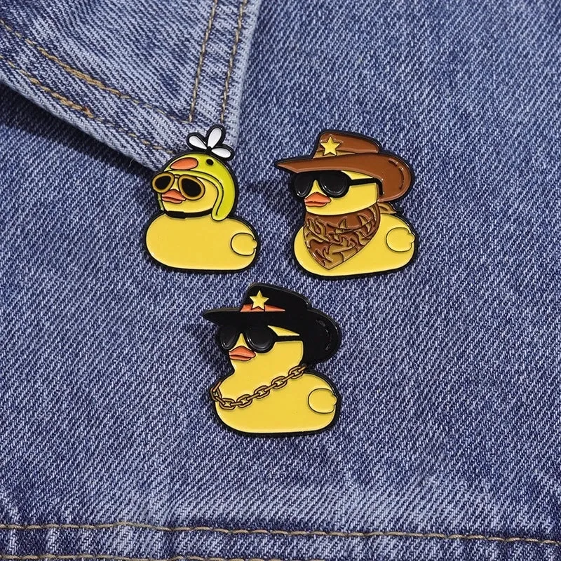Cartoon Style Cute Cowboy Style Duck Alloy Stamping Stoving Varnish Plating Unisex Brooches