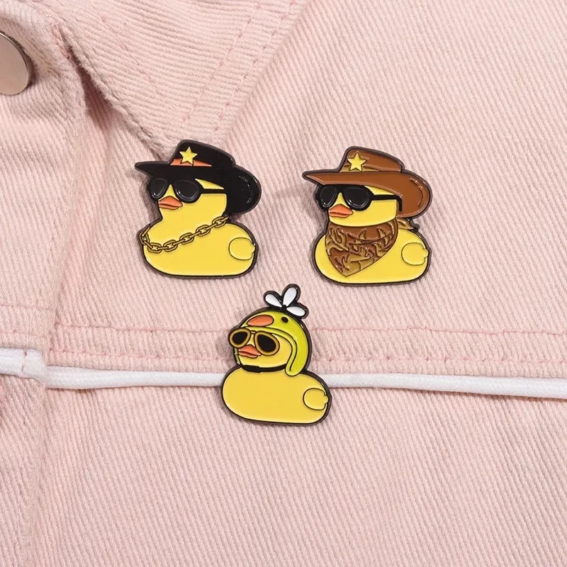 Cartoon Style Cute Cowboy Style Duck Alloy Stamping Stoving Varnish Plating Unisex Brooches