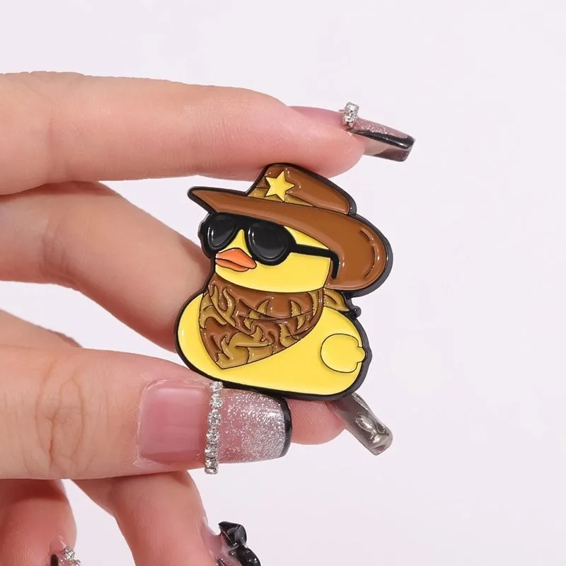 Cartoon Style Cute Cowboy Style Duck Alloy Stamping Stoving Varnish Plating Unisex Brooches