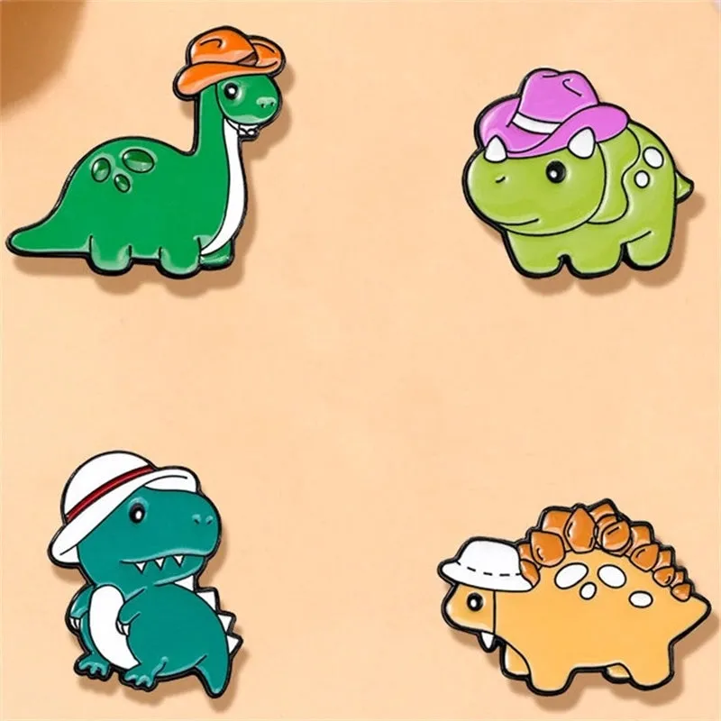 Cartoon Style Cute Dinosaur Alloy Printing Women's Brooches