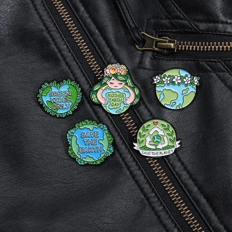 Cartoon Style Cute Earth Letter Plant Alloy Stamping Stoving Varnish Plating Unisex Brooches