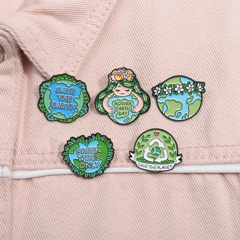 Cartoon Style Cute Earth Letter Plant Alloy Stamping Stoving Varnish Plating Unisex Brooches